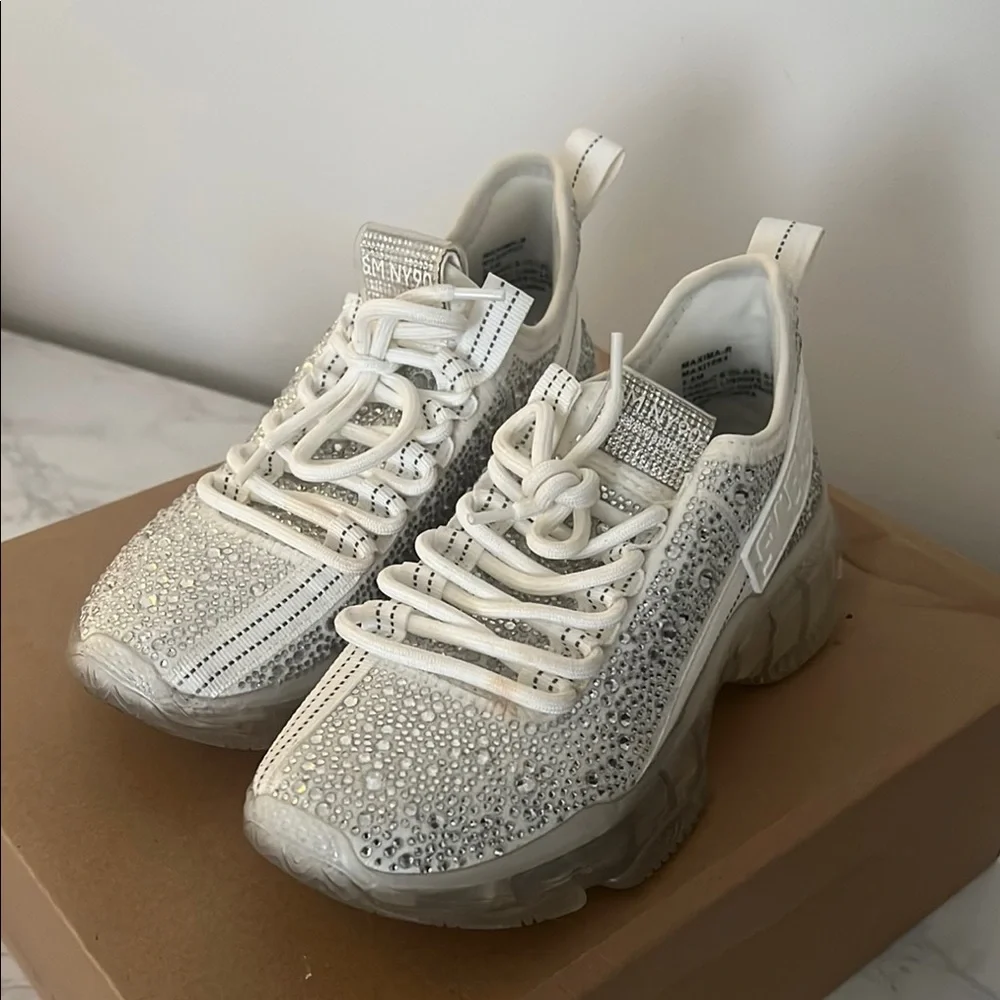 Steve Madden White Crystal Sneakers - Picture 1 of 5